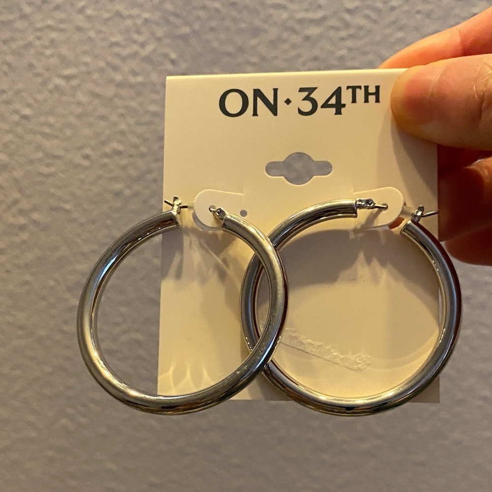 ON 34th Silver-Tone Hoop Earrings